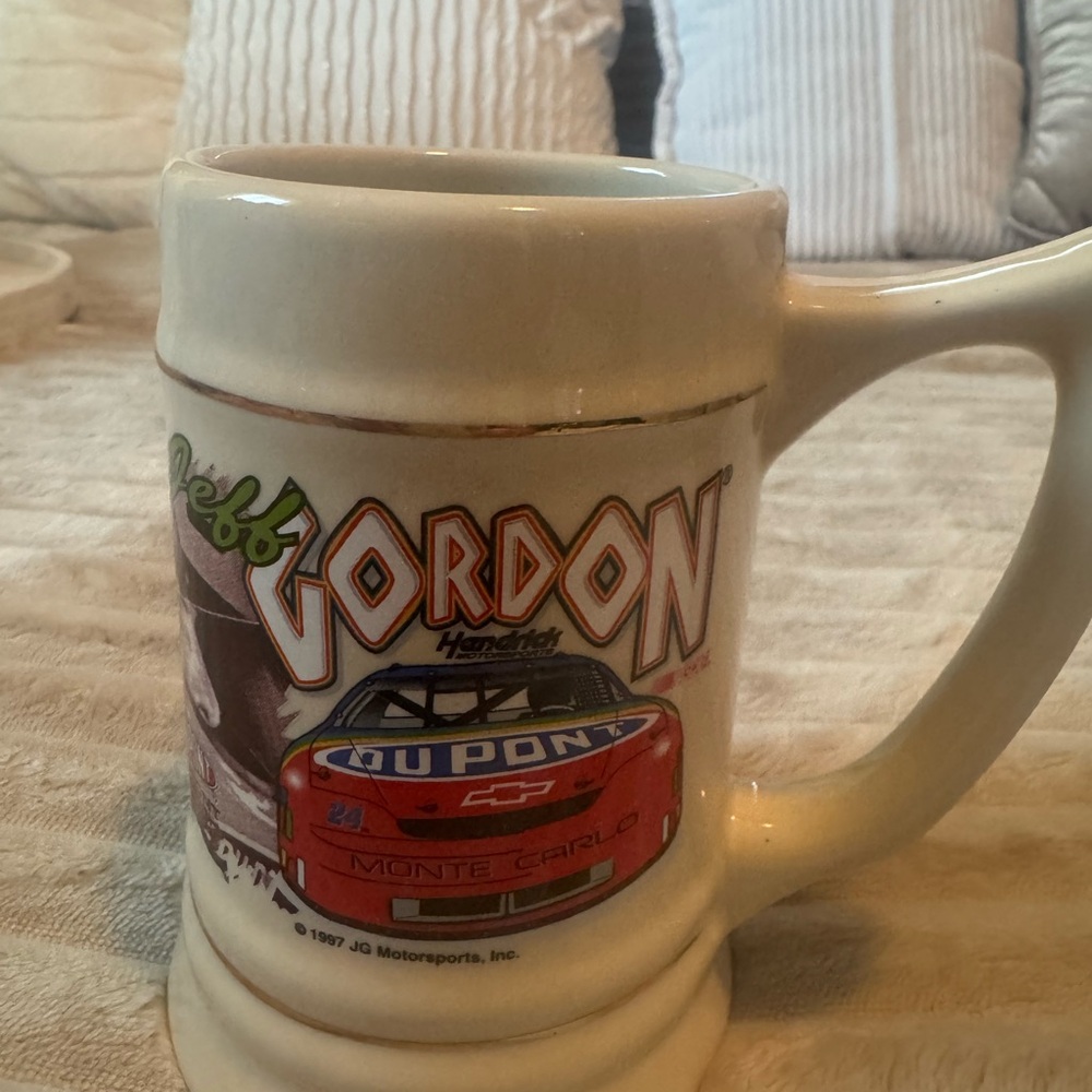 Jeff Gordon Nascar Racing Mug - Cream and Multicolor EUC
